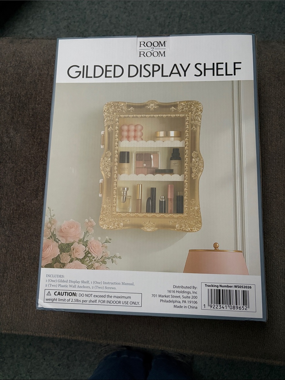 NIB Room 2 Room Gold Gilded Display Shelf